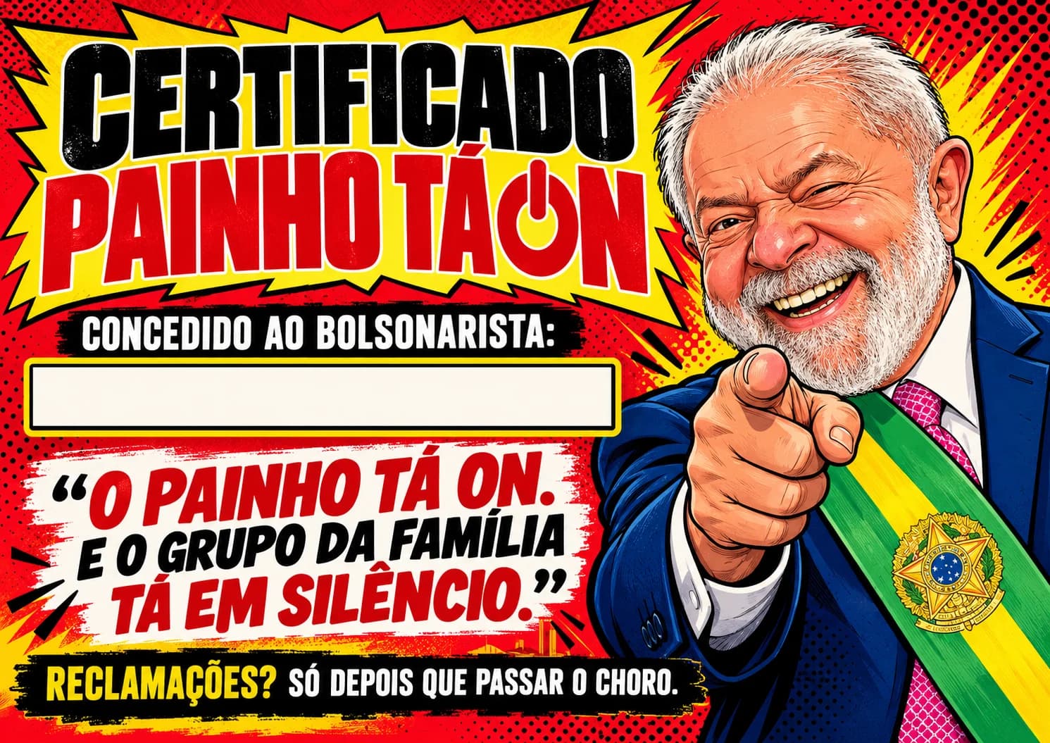 Certificado PAINHO TÁ ON para Carlos do Grupo da Família
